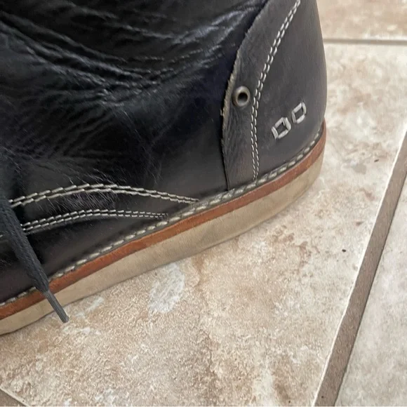 BEDSTU Mens Boots Sz 13 BLACK Distress LeatherVIBRAM Hand MadeMexico‎